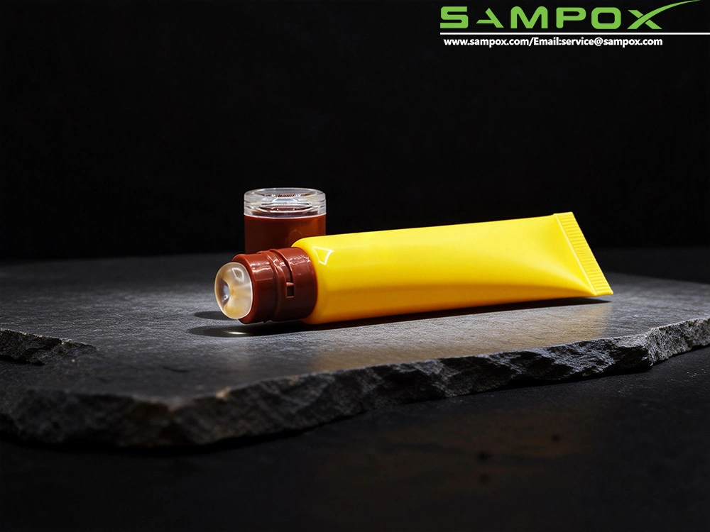 Bold Yellow PE Lip Balm Tube with Soft Silicone Tip 19mm 1