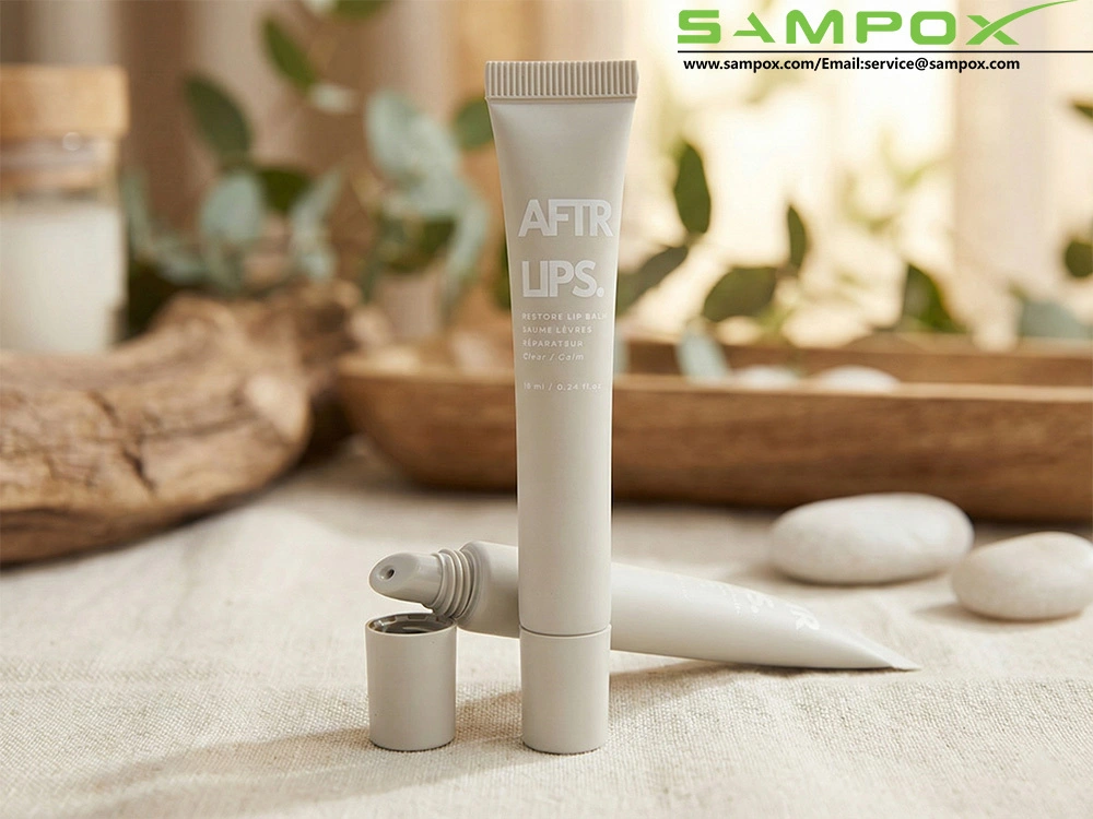 Minimalist Grey PE Lip Balm Tube with Slanted Applicator 10ml/16mm 1