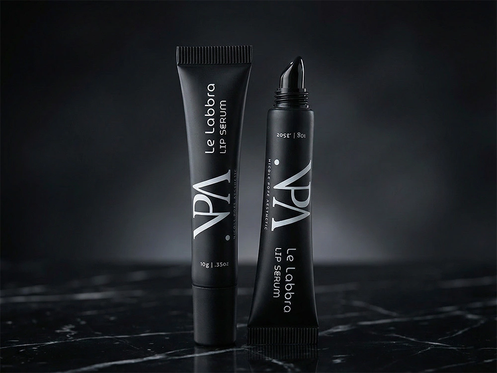 Sleek Matte Black PE Lip Serum Tube with Slanted Tip 10g/16mm 1