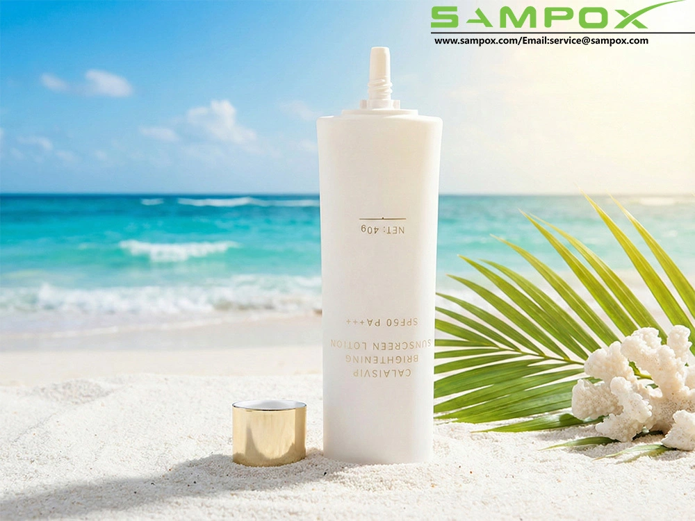 Matte White PE Oval Sunscreen Tube with Gold Cap 40g/30mm 1