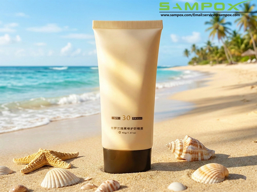 Matte Beige PE Oval Tube for Sunscreen 40ml/35mm 1