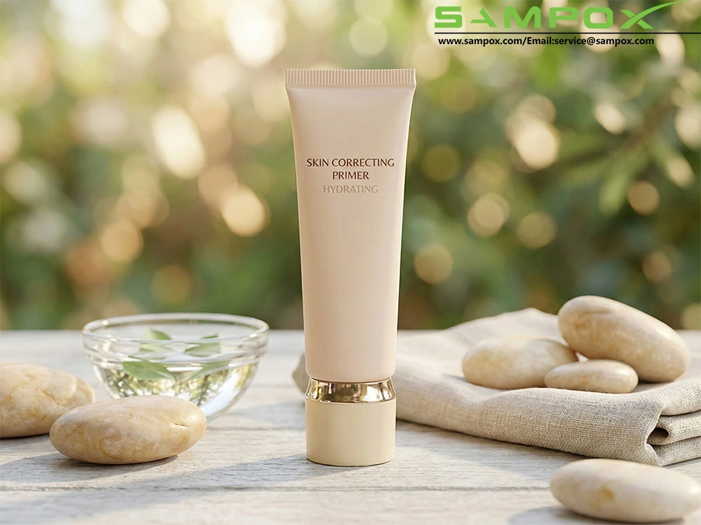 Matte Nude PE Tube with Gold Rim Cap and Nozzle 8g 22mm 1