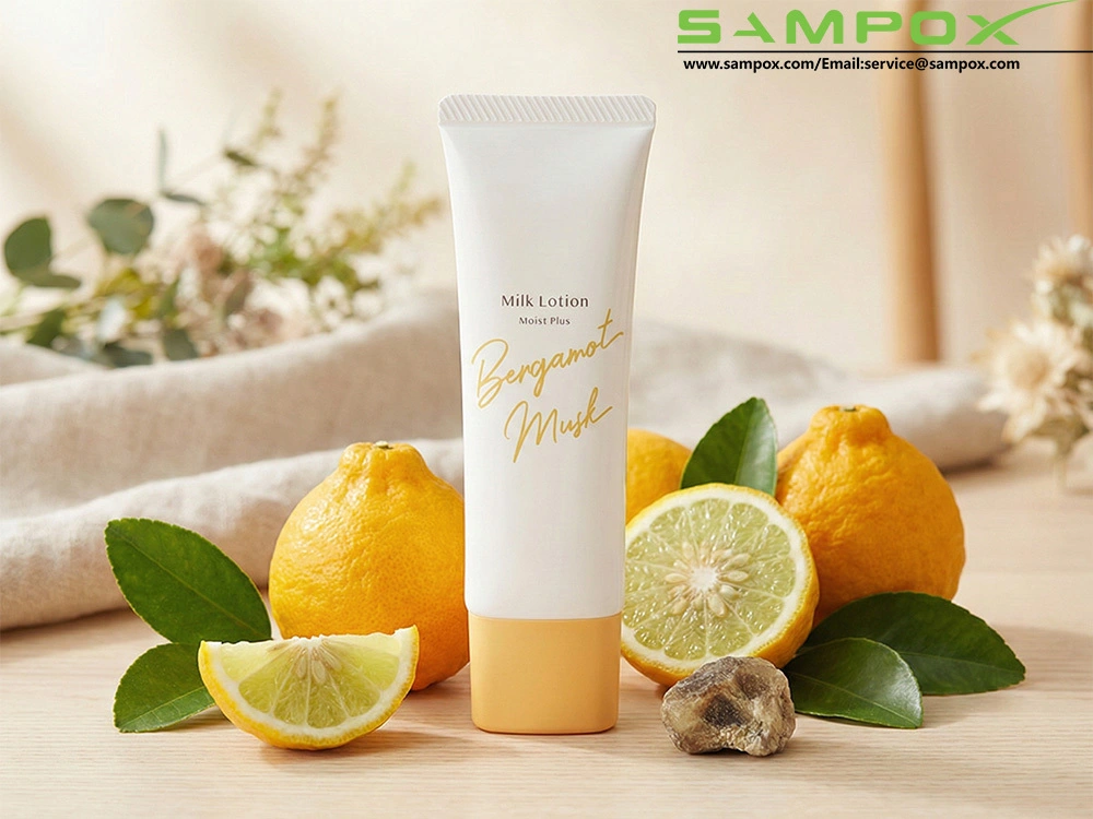 Tubo de loción ovalado de PE blanco con tapa amarilla de 30 ml y 30 mm 1