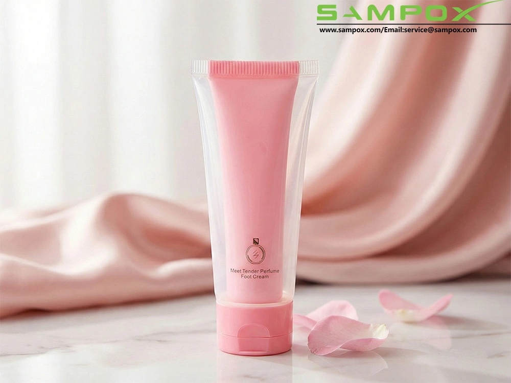 Clear and Pink Dual-Chamber PE Tube with Gold Stamping 30ml+30ml 35mm 1