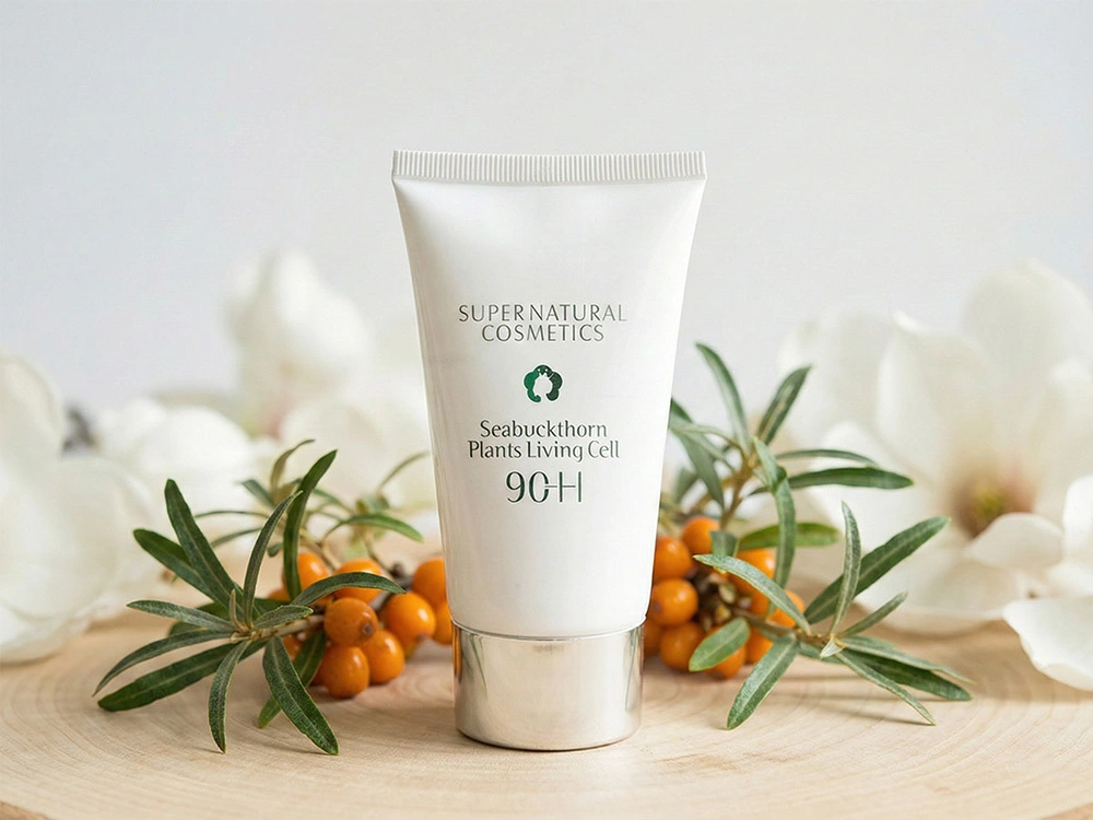 Tubo de crema de PE blanco con estampado en caliente verde y tapa plateada, 50 g, 40 mm 1