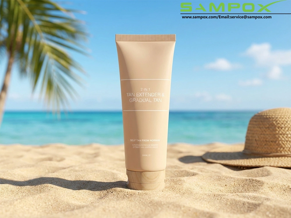 Matte Beige PE Tube with Wood Grain Cap 200ml 50mm 1