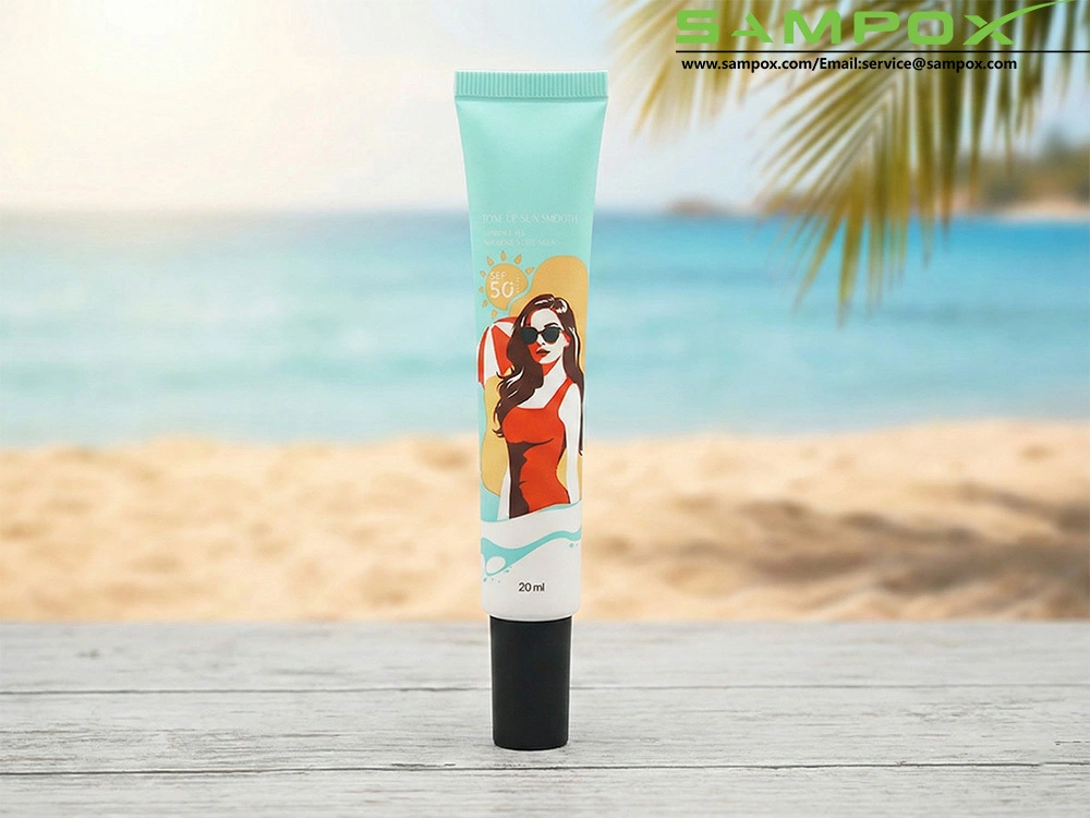 Vibrant Retro Style PE Sunscreen Tube with Black Cap 20ml 22mm 1