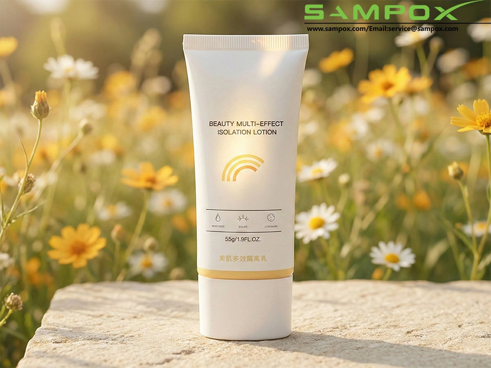White Oval PE Tube for Isolation Lotion with Yellow Accents 55g 40mm 1