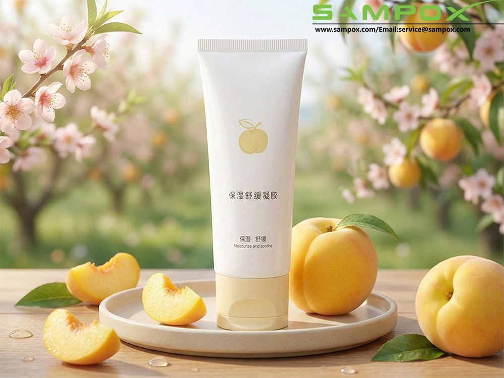 White PE Soothing Gel Tube with Peach Graphic and Yellow Cap 80g 40mm 1