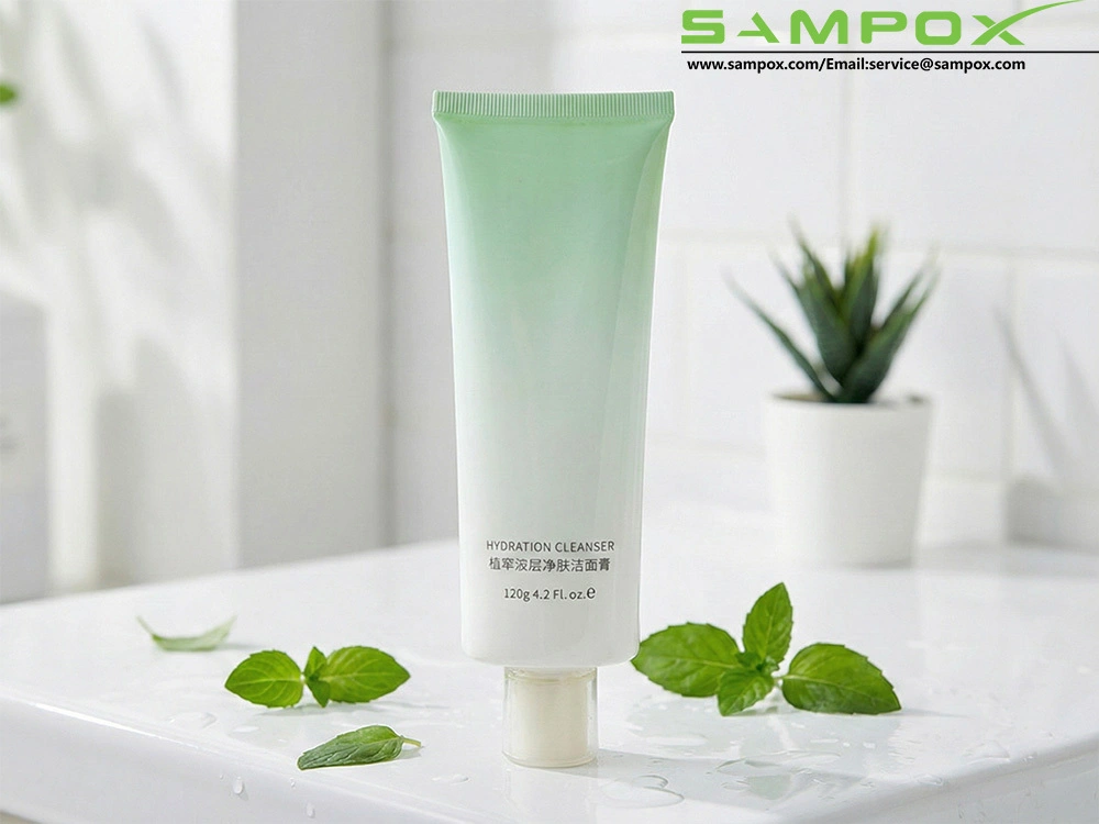 Tube de nettoyant ovale en PE à dégradé vert pastel 120 g 35 mm 1