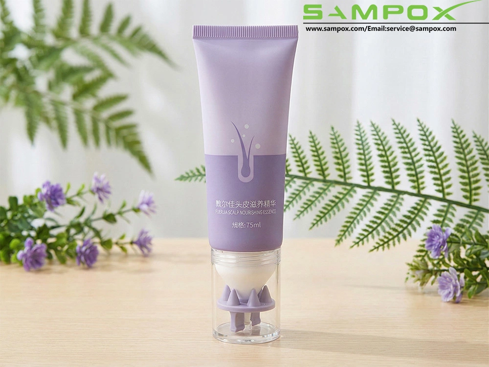 Lilac PE Scalp Essence Tube with Silicone Comb Applicator 75ml 40mm 1