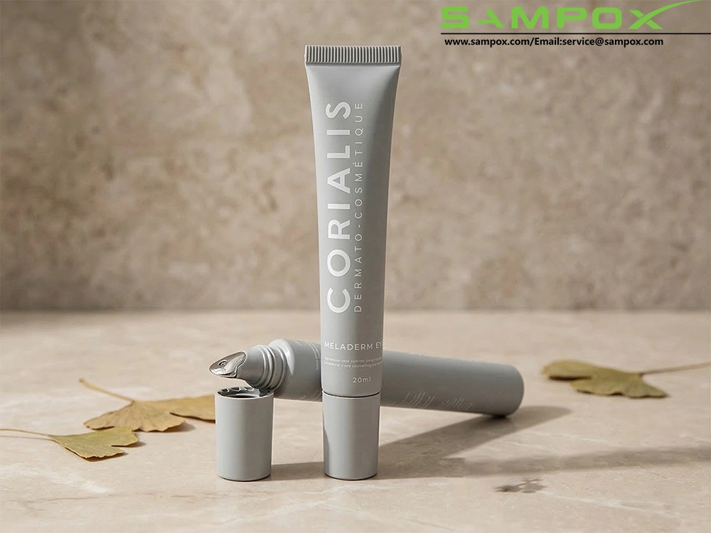 Matte Grey PE Eye Cream Tube with Metal Applicator 20ml 19mm 1