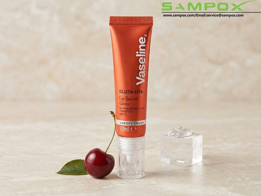 Żywa metaliczna, wiśniowo-czerwona tubka z aluminiowym, plastikowym serum do ust 10 ml, 19 mm 1