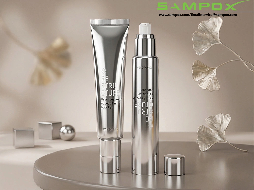 High-Gloss Silver ABL Airless Pump Tube 100ml 35mm 1