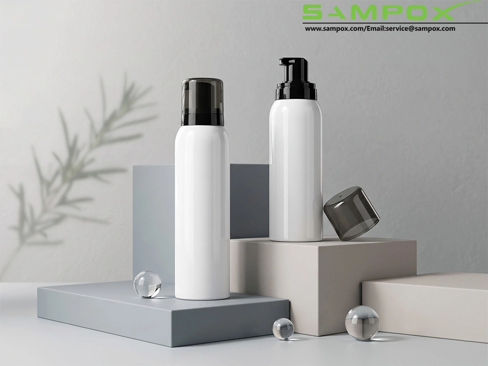 White PET Foaming Pump Bottle Series 100ml-200ml with Black Actuator 1