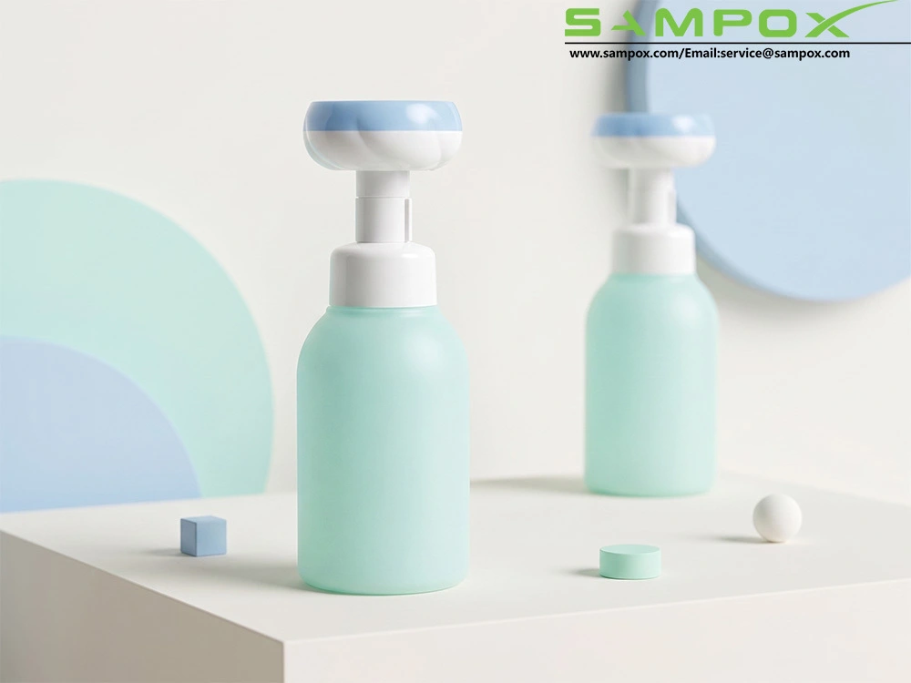 Flacone in PET da 300 ml con dosatore a forma di fiore per sapone liquido schiumogeno per le mani. 1