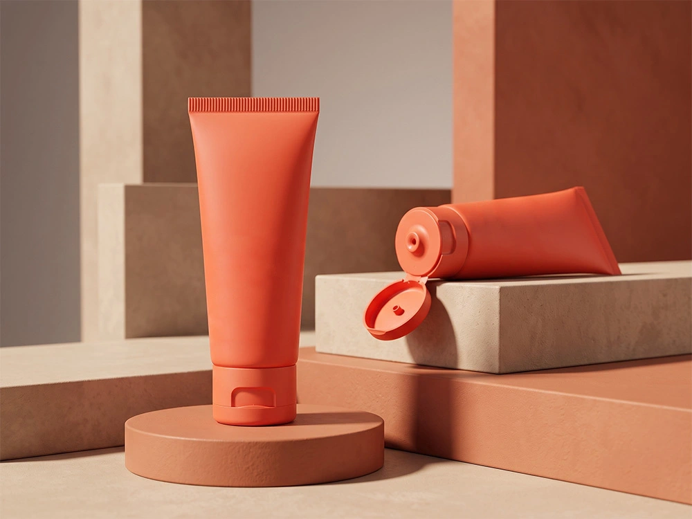 Orange PE Exfoliating Cream Tube with Flip-Top Cap 56g 35mm 1