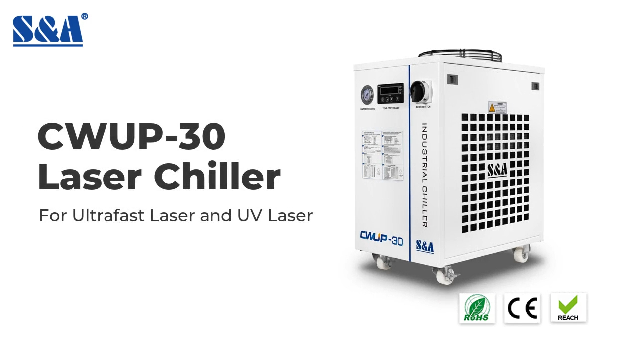 Refroidisseur industriel refroidi à l'air CWUP-30 pour le laser UV laser ultraflue ± 0,1 ° C Contrôle de température précis