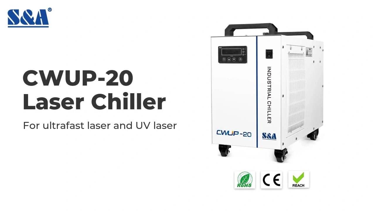 Chiller à eau portable CWUP-20 pour laser ultrafast et laser UV ± 0,1 ℃ Stabilité RS485 Communication