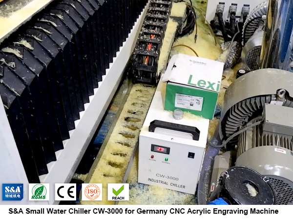 አነስተኛ የውሃ ማቀዝቀዣ CW-3000 ለጀርመን CNC Acrylic Egraving Machine
