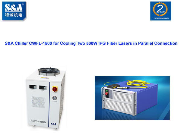 병렬 연결된 500W IPG 파이버 레이저 2개를 냉각하기 위한 순환식 냉각기 CWFL-1500 1