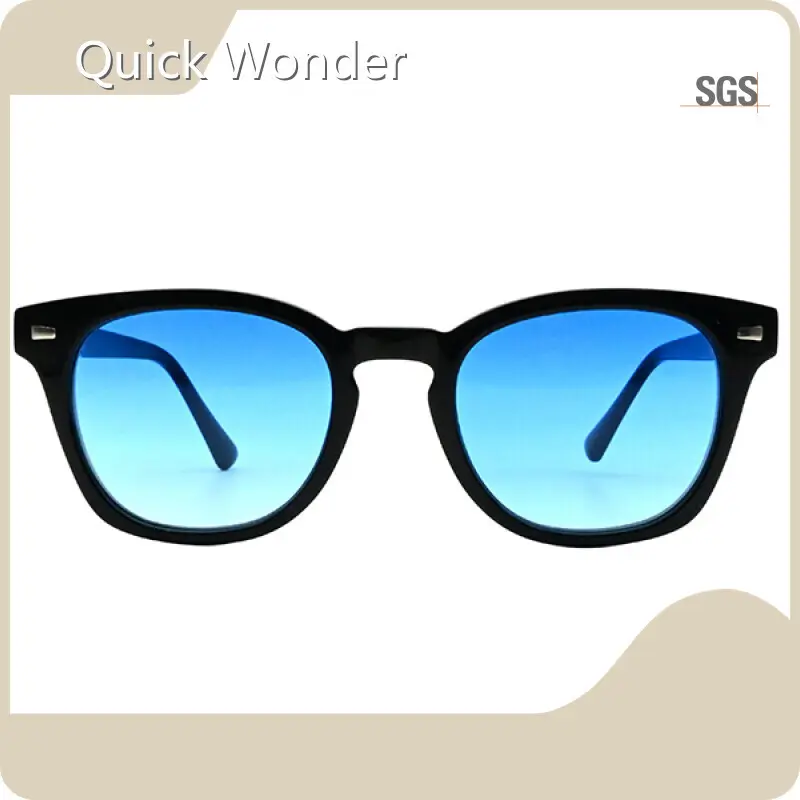 Black Acetate Sunglasses Shadow / Bold / Metal Rivet Detailing / Square Lenses by Quick Wonder 1