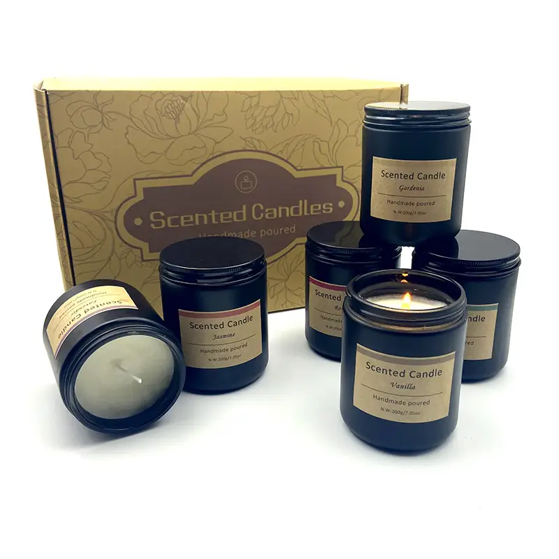 LUL Candle | 6-Pack 200g Black Glass Soy Wax Candles Gift Set - Wholesale, Private Label & Custom Orders 1
