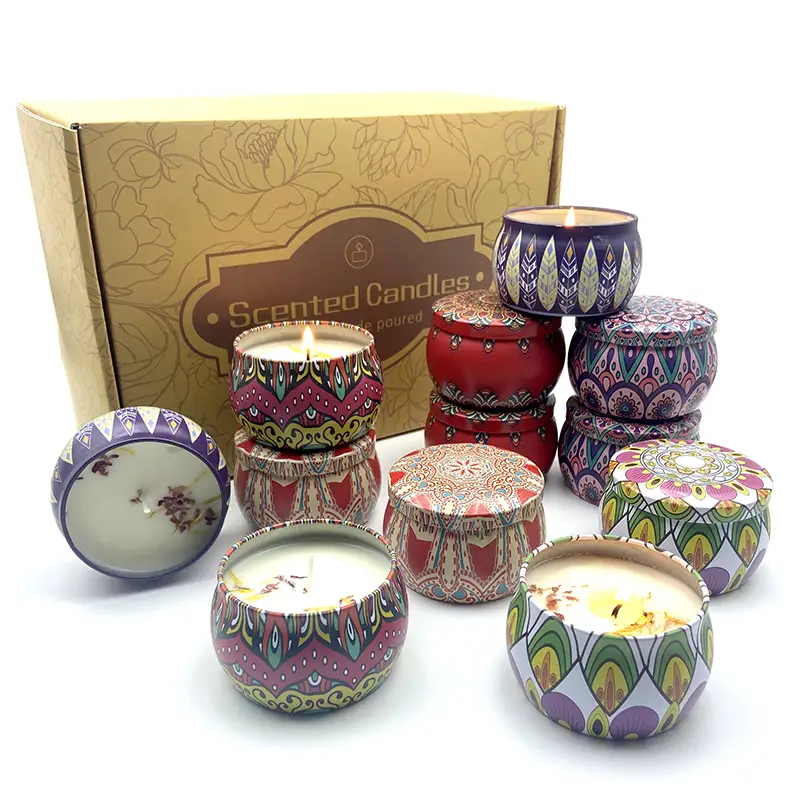 LUL Candle Wholesale & Private Label 12-Pack 4.4oz Mandala Metal Tin Scented Candles | Custom Soy Wax Candles OEM/ODM 1