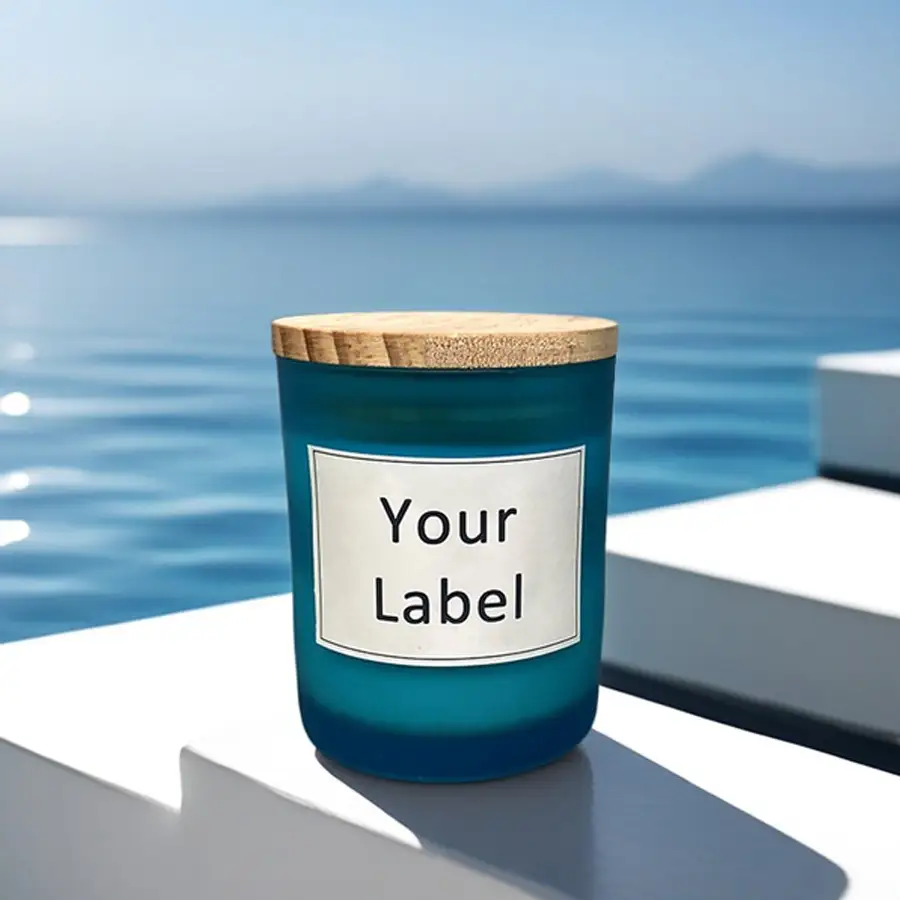Private Label 150g Soy Wax Candle in Blue Frosted Glass Jar | LUL Candle OEM 1