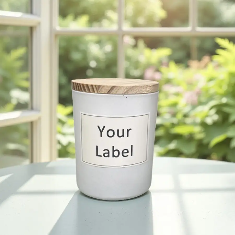 LUL Candle | Custom 150g Private Label Soy Scented Candle in Wood Lid-White Glass Jar 1