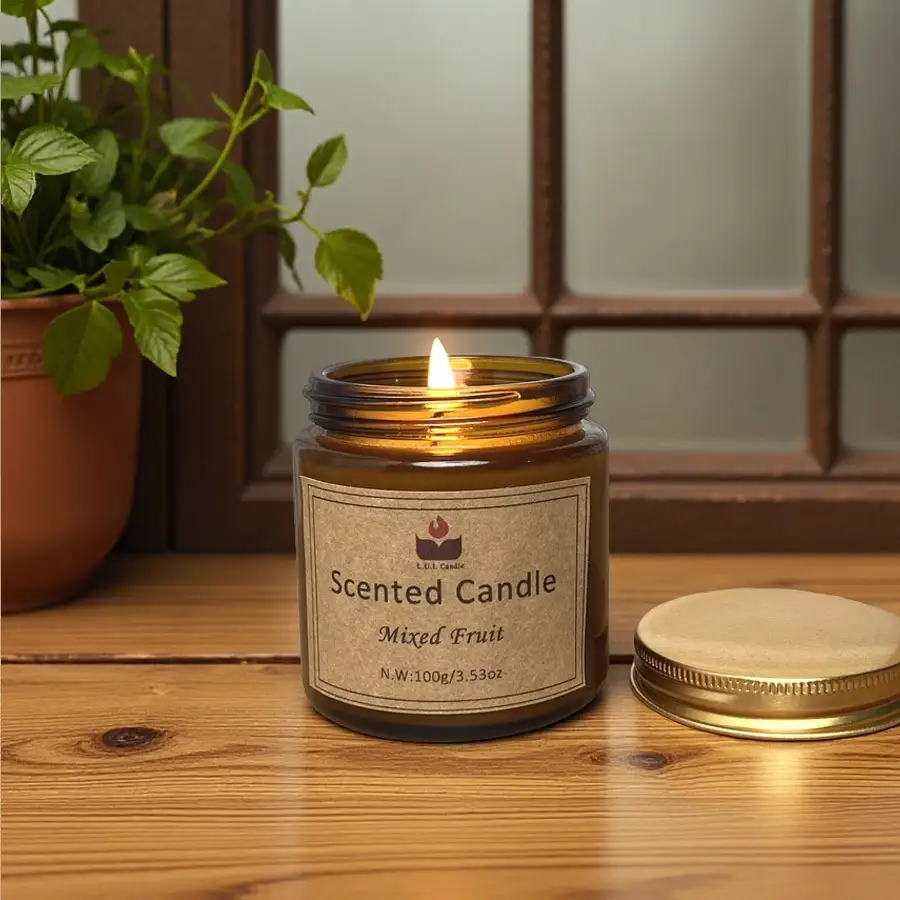 LUL Candle 100g Mixed Fruit Soy Scented Candle in Brown Glass Jar - Wholesale  Custom Candles 1