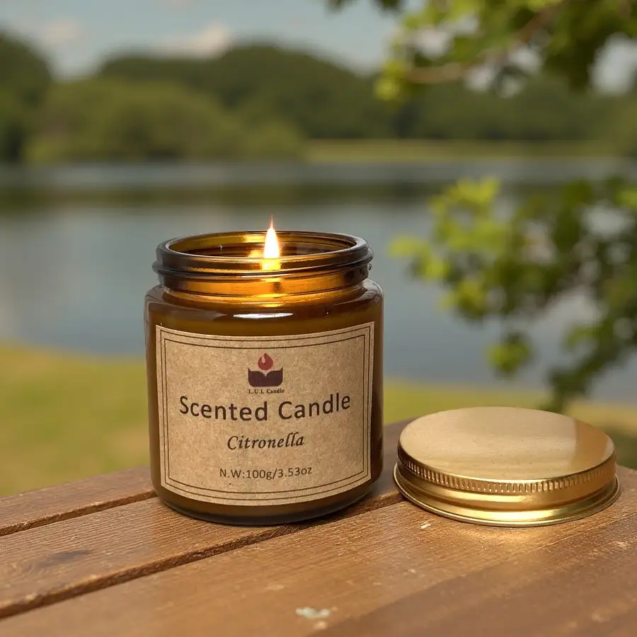LUL Candle 100g Citronella Soy Wax Scented Candle in Brown Glass Jar | Wholesale  Custom Candles 1