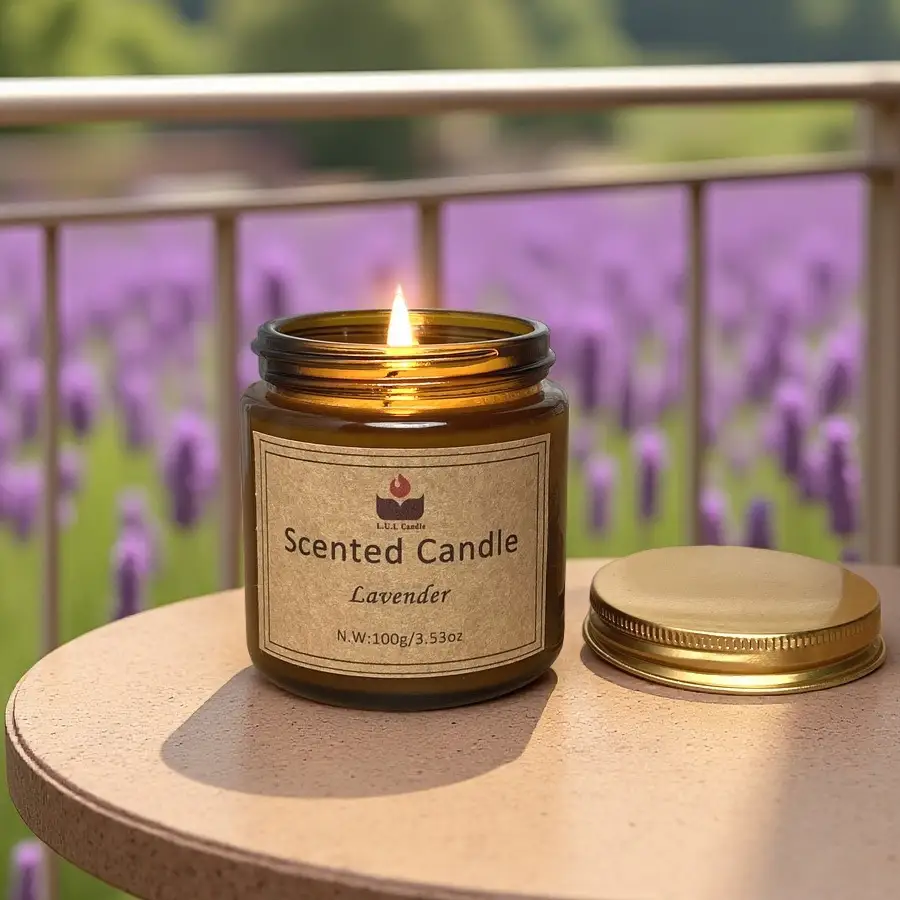 LUL Candle 100g Lavender Soy Wax Candle in Brown Glass Jar - Wholesale  Custom Flameless Candles 1