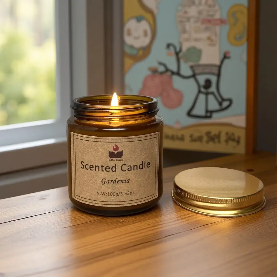 LUL Candle 100g Gardenia Soy Wax Candle in Brown Glass Jar - Wholesale & Custom Smoke-Free Candles Manufacturer 1