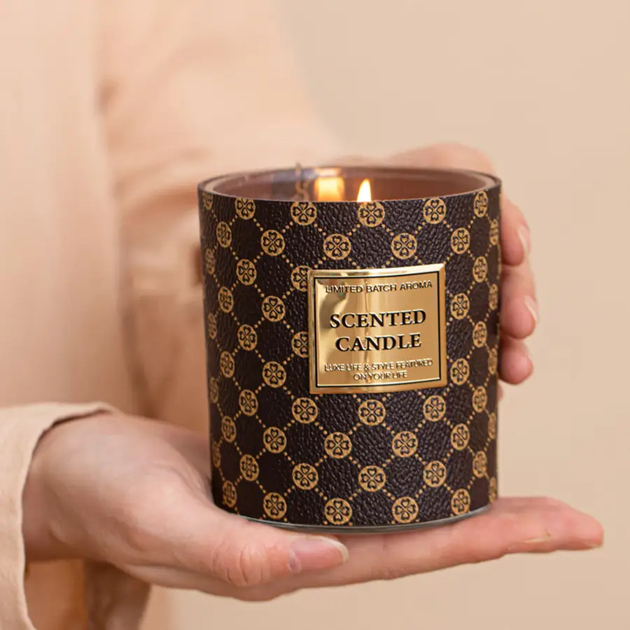 LUL Candle 200g Vanilla Soy Wax Candle in Glass Jar with Leather Sleeve - Wholesale & Custom Candles 1