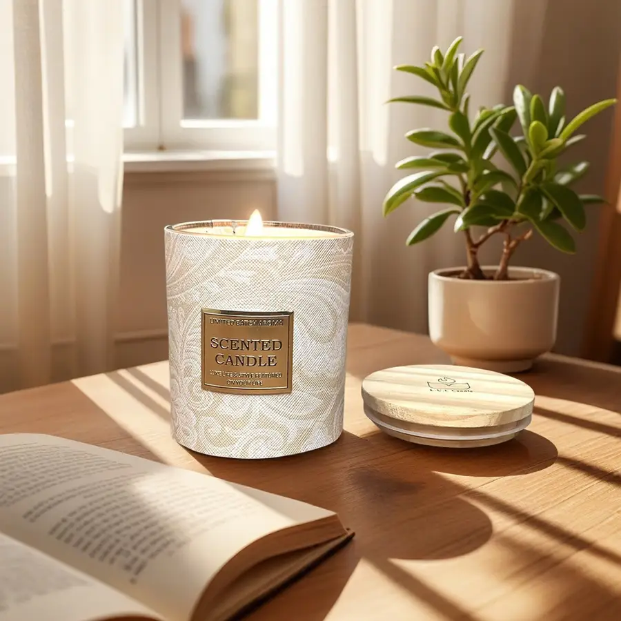 LUL Candle 200g Rose Scented Candle - Smokeless Glass Jar with Chinese Leather Sleeve | Wholesale & Custom Orders 1