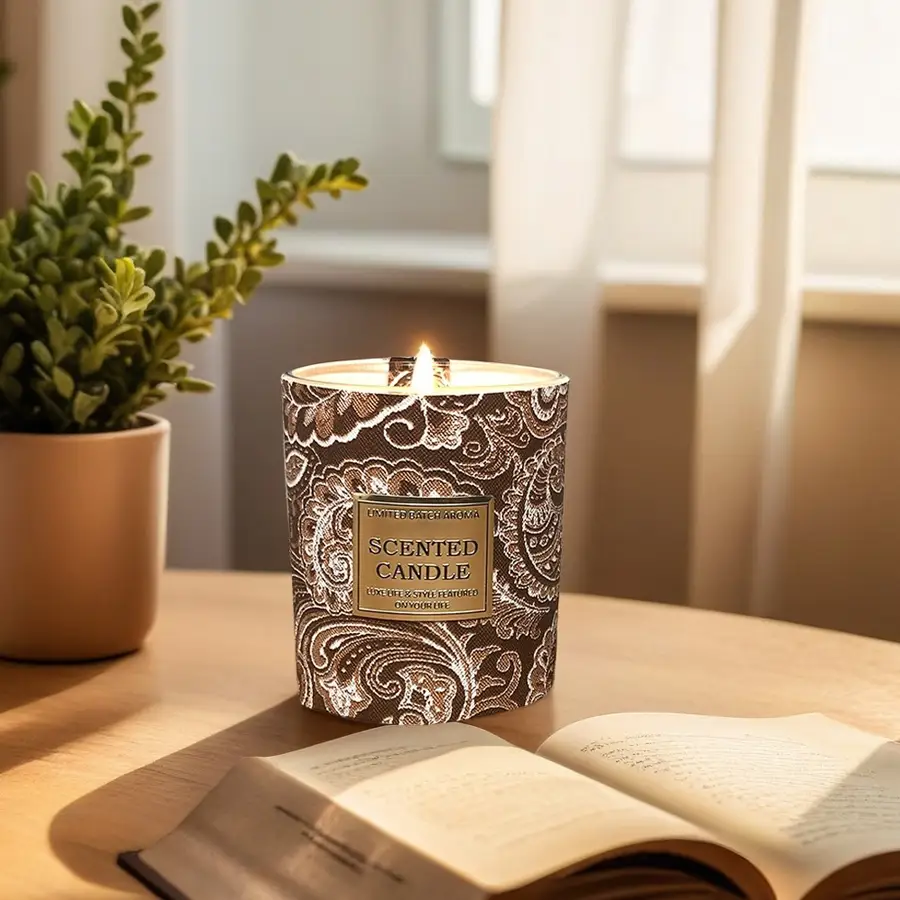 LUL CANDLE 200G Candela di cera di soia alla vaniglia | Barattolo manicotto in pelle in stile cinese - all'ingrosso & personalizzato 1