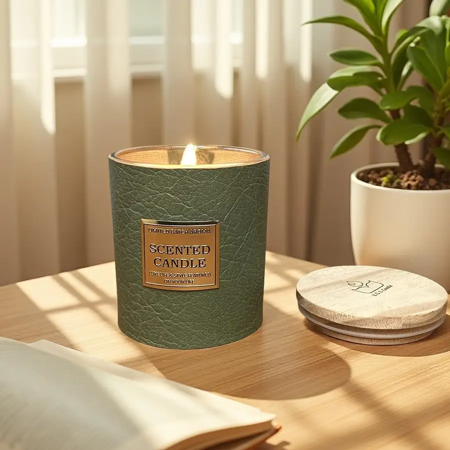 LUL Candle 200g Jasmine Soy Wax Jar Candle Glass with Leather Sleeve | Wholesale & Custom Orders 1