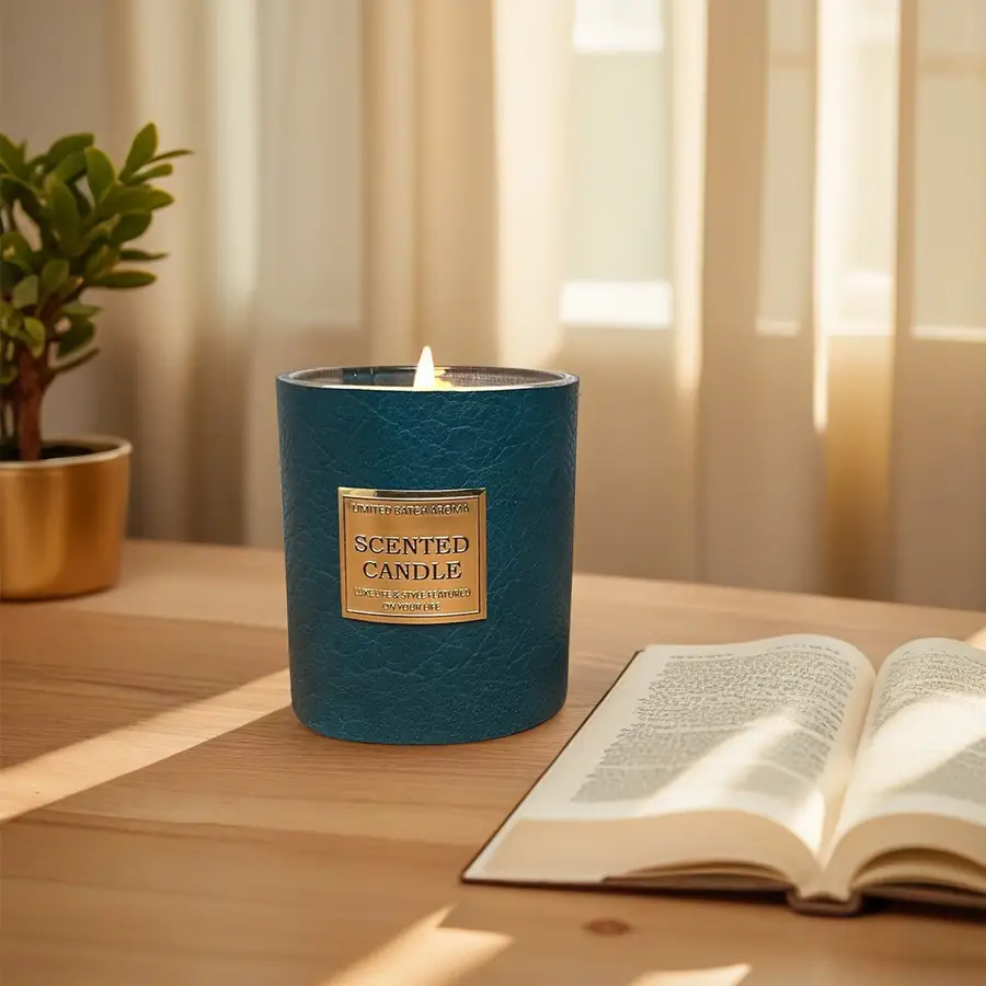 LUL Candela 200G Candela in cera di soia menta - all'ingrosso & barattolo manicotto in pelle personalizzato 1