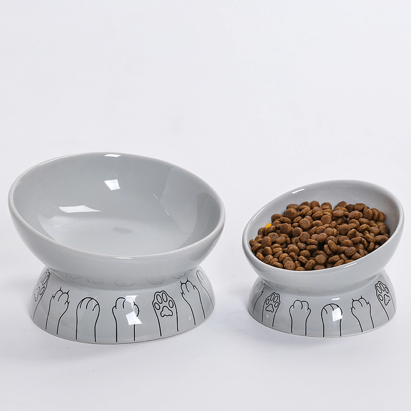 Premium Elevated Cervical - protecting Cat Shaped Ceramic Pet Bowls 1