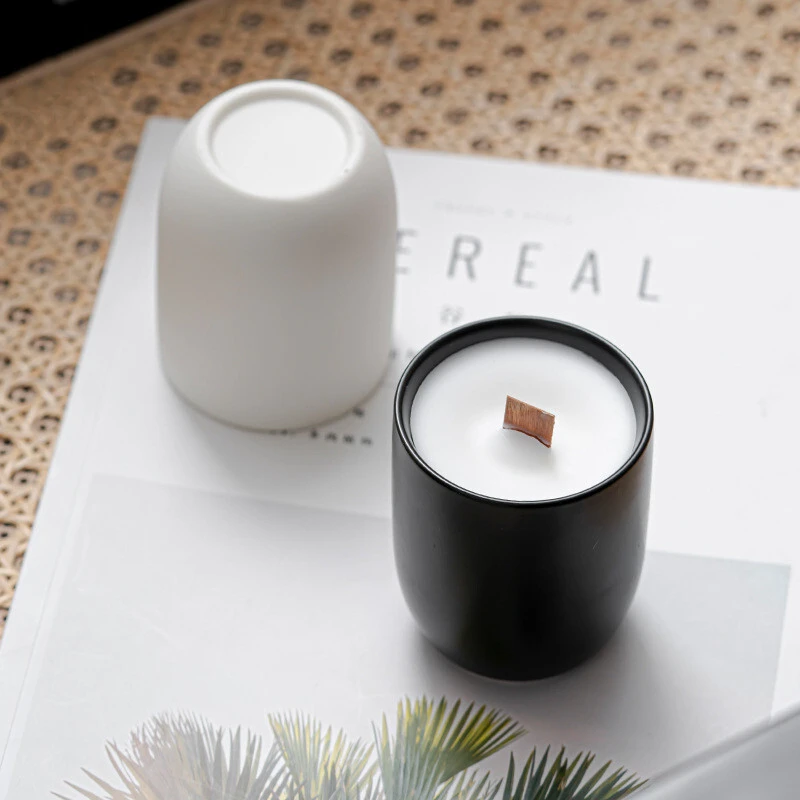 Timeless White Black 5oz 12oz Ceramic Candle Jar 1