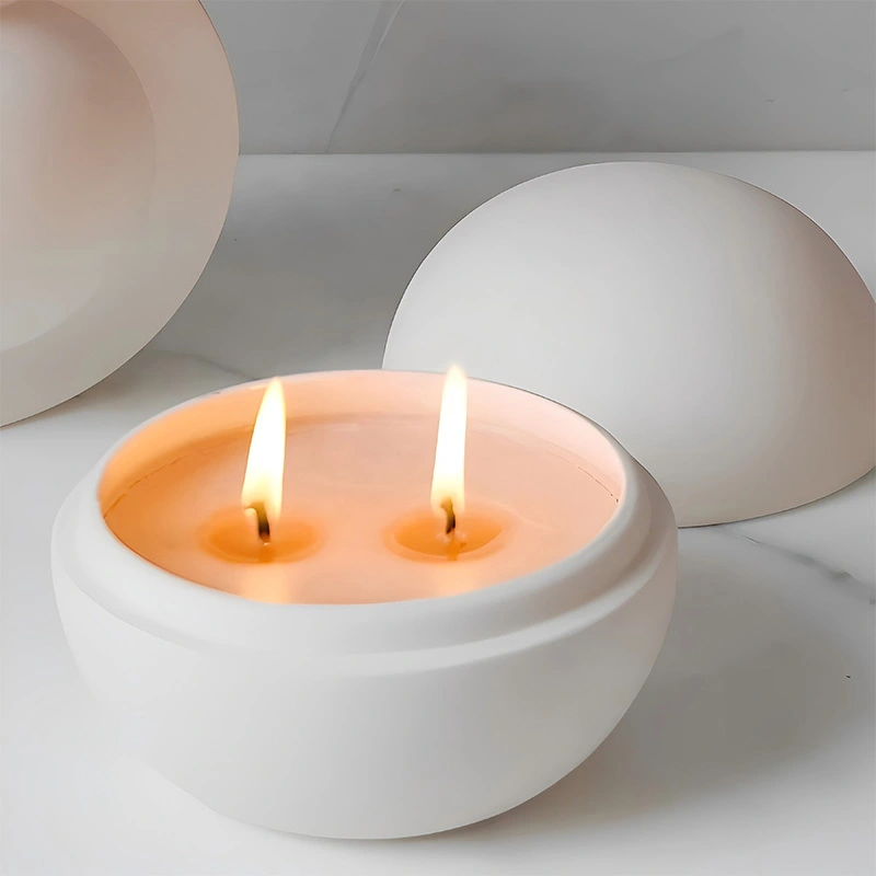 Barattolo per candele in ceramica a forma di palla popolare Colori personalizzabili &lt;000000&gt; Design in 8oz 10oz 1