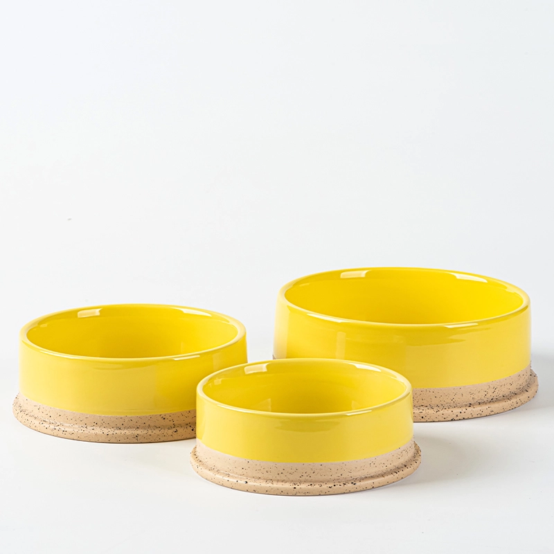 Custom - colored Ceramic Pet Bowls with Anti - slip Sandy Bottoms 1