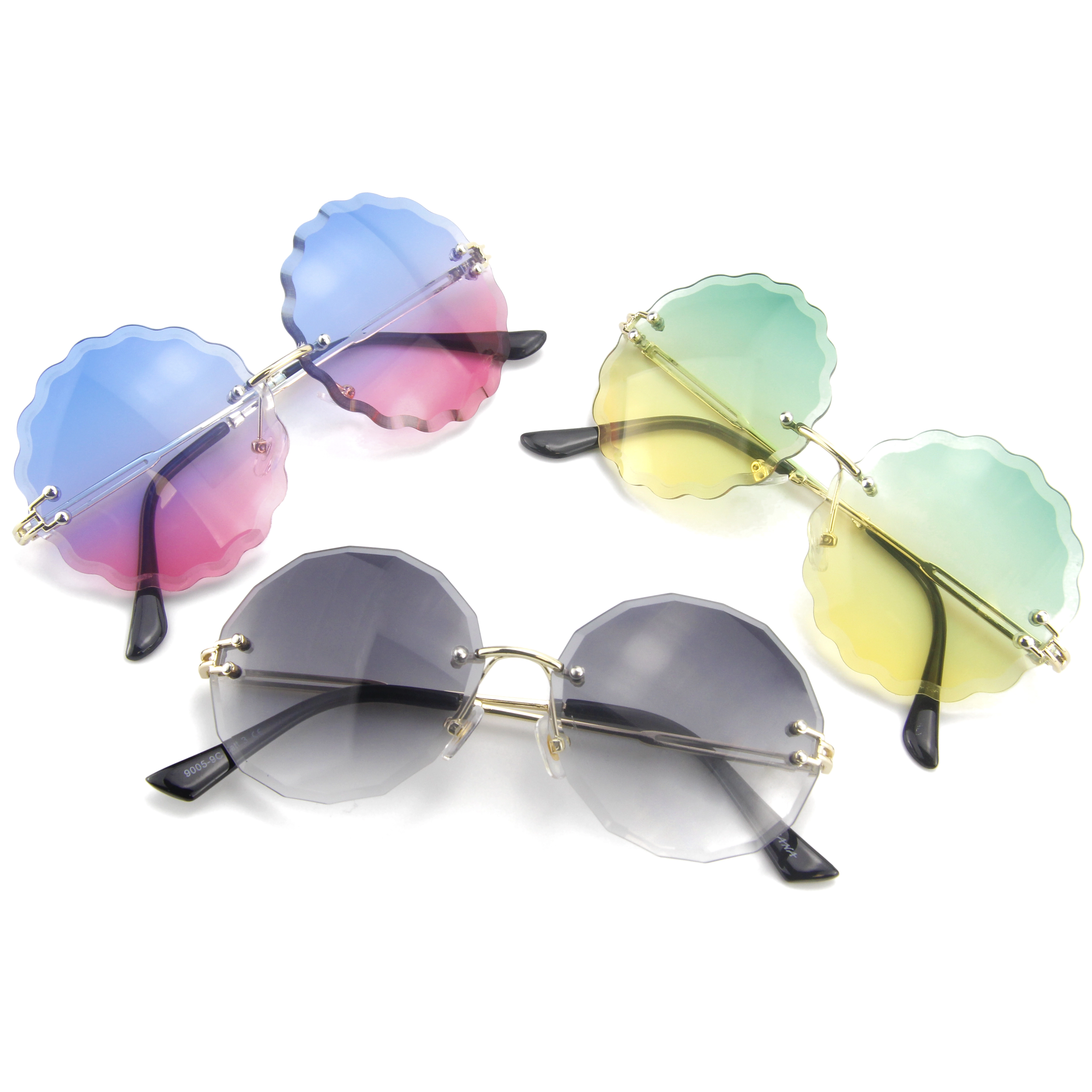 EUGENIA Vintage Ocean Grade Lens Женские волнообразные солнцезащитные очки без оправы 1