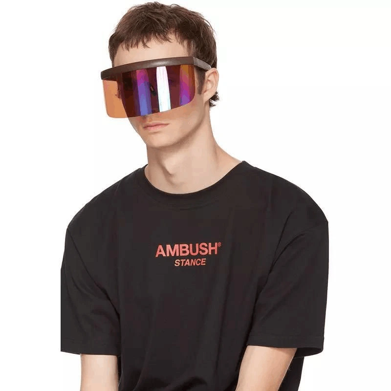 EUGENIA Futuristic Women Big Frame Flat Top Eye Visor Shield Mirrored Mono Lens Square Visor Oversize Sunglasses 1