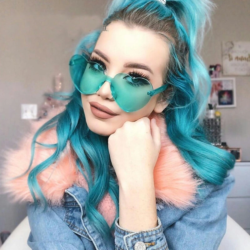 EUGENIA Transparent One piece Lens Sun glasses Colorful Heart Shape Women Clear Sunglasses 1