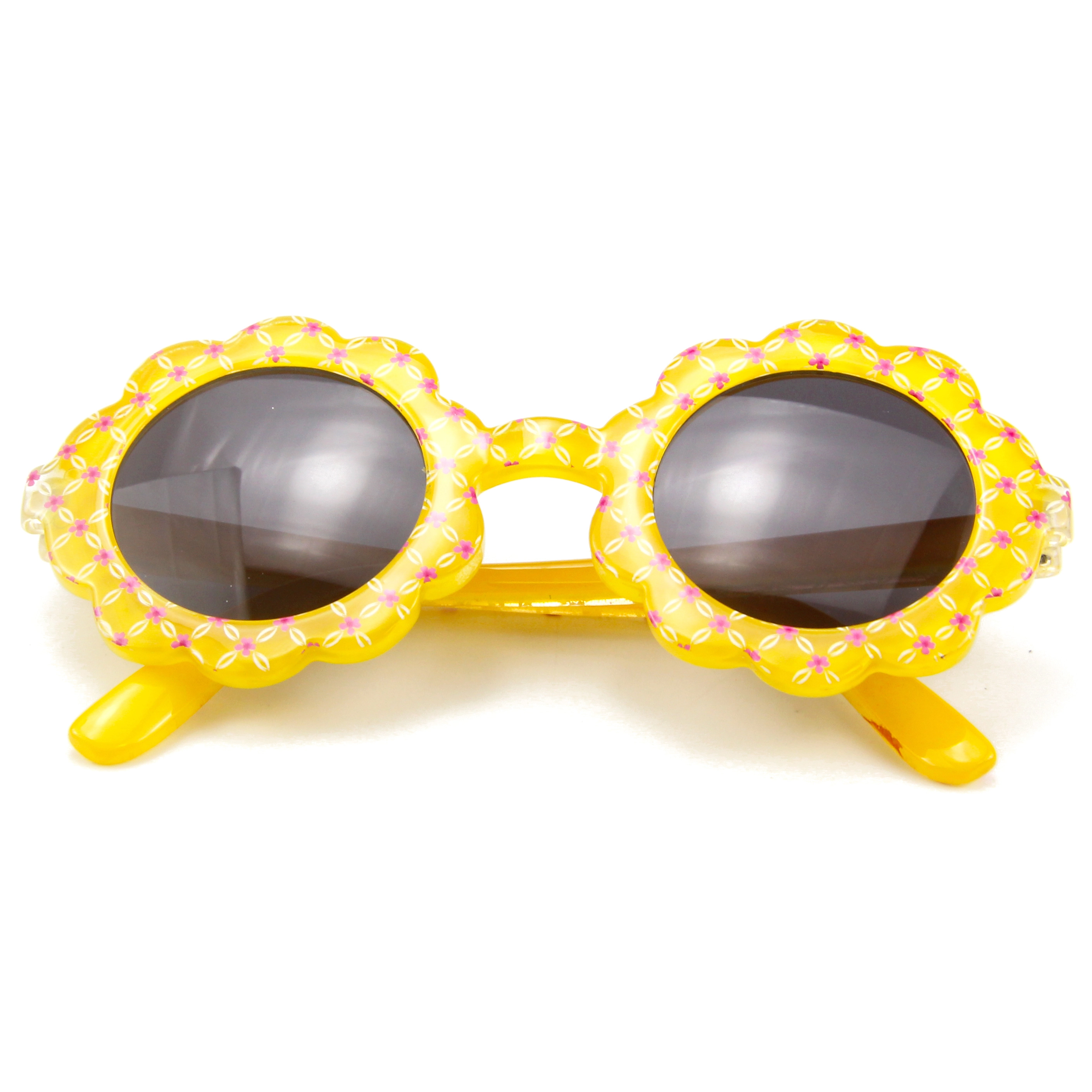 EUGENIA Yellow Flower Small Shape Kids Sun Flower Fashion Girl Sunglasses 1