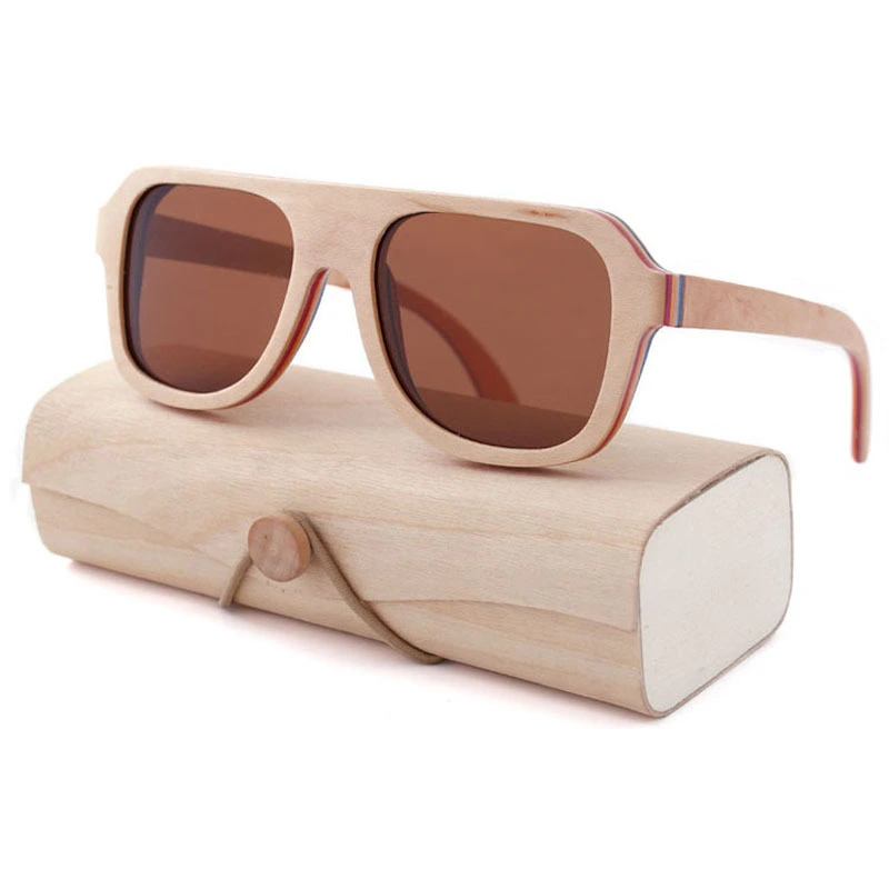 EUGENIA Multiple color wooden texture high grade colorful pilot style bamboo sunglasses 1