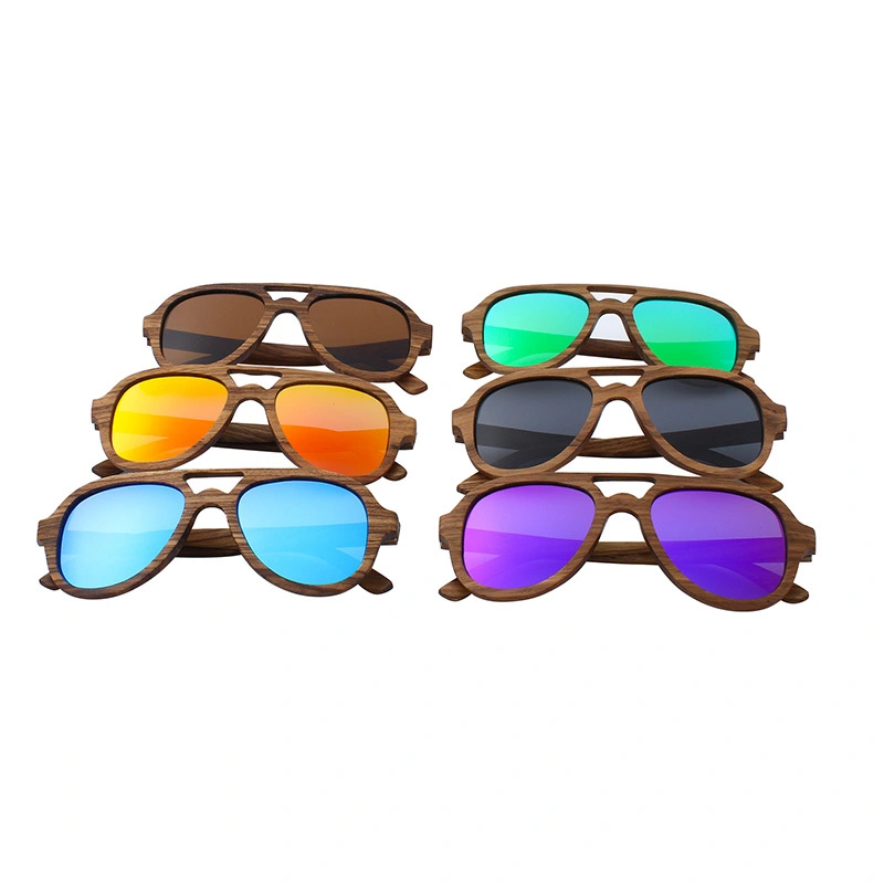 Gafas de sol EUGENIA polarizadas uv400 modelo piloto gafas de madera auténtica gafas de sol de madera efecto espejo 1