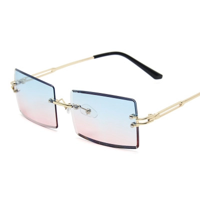EUGENIA Square Small Lens Metal Retro Vintage Frameless Women Sunglasses 1